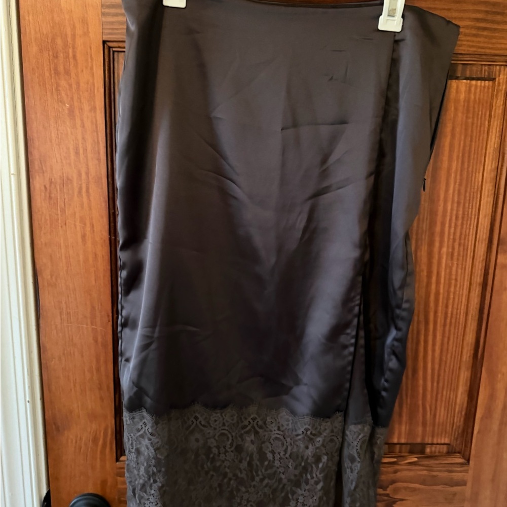 Elegant Dark Brown Satin Skirt